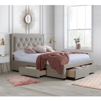 Woodbury - Super King Size - 4 Drawer Storage Bed - Warm Stone - Velvet - 6ft - Happy Beds