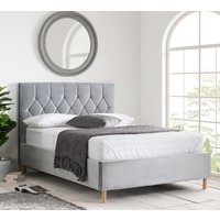 Loxley - Small Double - Grey - Velvet - 4ft - Happy Beds