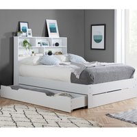 Alfie - Double - Bookcase Storage Bed - Underbed Storage - White - Wooden - 4ft6 - Happy Beds