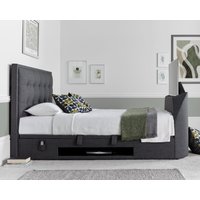 Falstone Slate Grey Fabric Ottoman Electric Media TV Bed - 5ft King Size