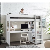 Blaze – Single – Gaming Bed with Desk and Shelving Unit – White – Wooden – 3ft - Happy Beds