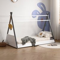 Exeter - Single - Wooden House Bed - Grey/White - Wooden - 3ft - Happy Beds