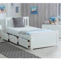 Mission - Single - Storage Bed - Drawers - White - Wooden - 3ft - Happy Beds