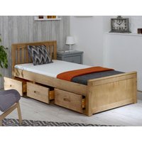 Mission - Small Double - Storage Bed - Drawers - Waxed Pine - Wooden - 4ft - Happy Beds