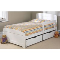 Friendship Mill Wooden Rainbow Kids Bed, Single, 2 Side Drawers, White, No Guard Rail