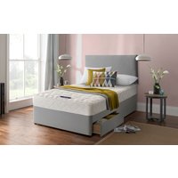 Silentnight Vilana Limited Edition Miracoil Divan Bed Set, Superking, Half Ottoman + 2 Drawers, Matching Castello Headboard, Slate Grey