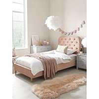 Very Home Freya Velvet Fabric Single Kids Bed Frame And Headboard With Mattress Options (Buy &Amp; Save!) - Pink - Fsc&Reg; Certified - Bed Frame With Premium Mattress