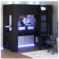 Very Home Maverick Gaming High Sleeper Bed With Mattress Options (Buy &Amp; Save!) - Black - Bed Frame With Premium Mattress