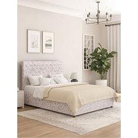 Aspire Zahra Mirazzi Velvet Ottoman Bed Frame  - Bed Frame With Memory Mattress