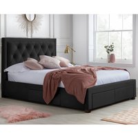 Woodbury - King Size - 4 Drawer Storage Bed - Black - Velvet - 5ft - Happy Beds