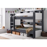 Ava Kids Storage Bunk Bed, Onyx Grey/White,
