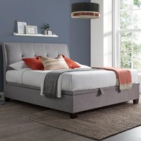 Accent - Double - Ottoman Storage Bed - Light Grey - Fabric - 4ft6 - Happy Beds