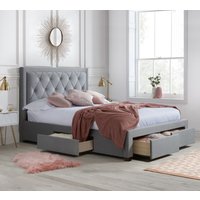 Woodbury - Double - 4-Drawer Storage Bed - Grey - Velvet - 4ft6 - Happy Beds