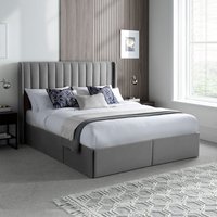 Reid - Double - 4 Drawer Storage Bed - Grey - Velvet - 4ft6 - Happy Beds