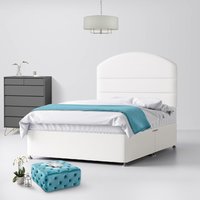 Single - Divan Bed and Dudley Lined Headboard - White - Fabric - 3ft - Happy Beds
